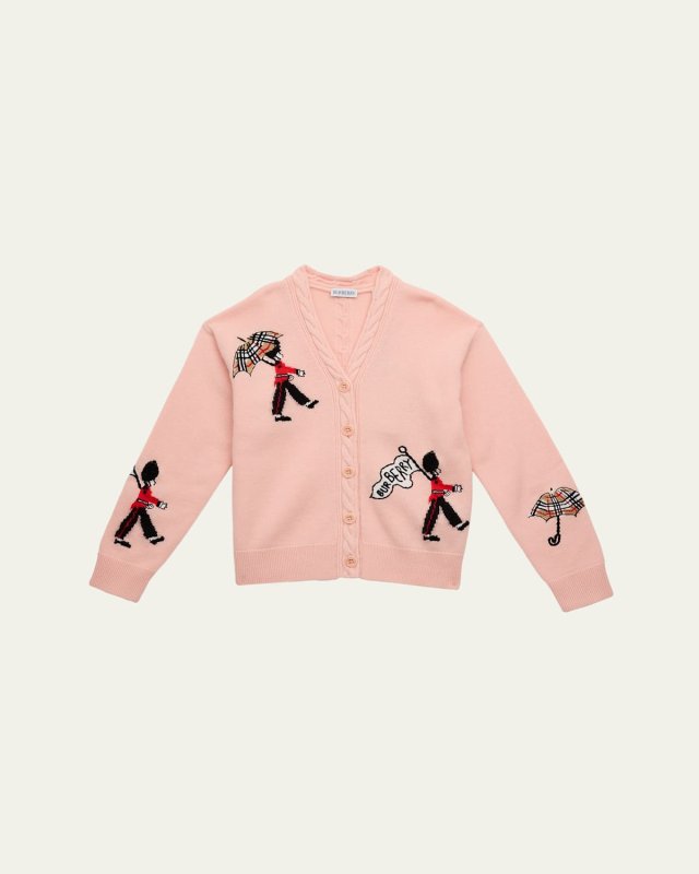 Girl's Romie Embroidered Soldier Cardigan, Size Newborn-